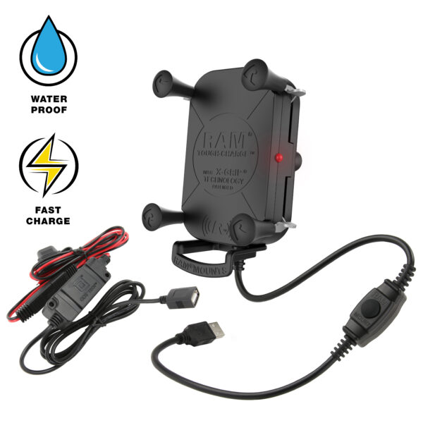 RAM Tough-Charge 15W Supporto di ricarica wireless impermeabile con caricabatterie Ram Mounts RAM-HOL-UN12WB-V7M-1
