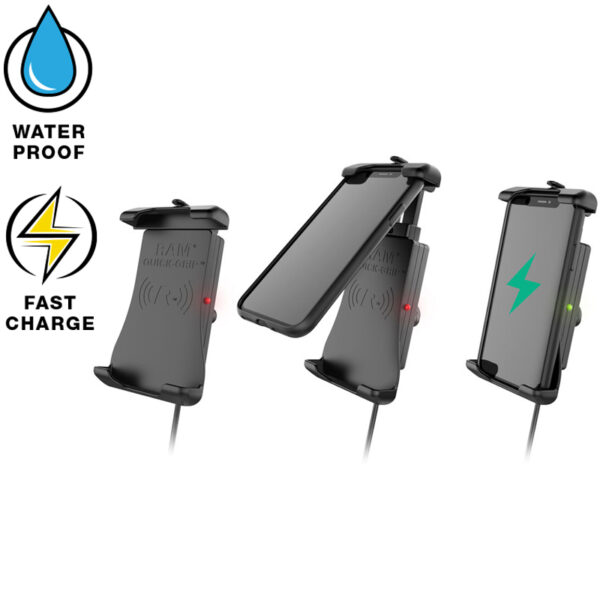 RAM Quick-Grip 15W Supporto di Ricarica Wireless Impermeabile con Caricabatterie Ram Mounts RAM-HOL-UN14WB-V7M-1 - immagine 2