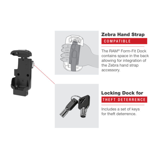 RAM Chiusura a chiave Form-FitHolder per Zebra TC73 e TC78 Ram Mounts RAM-HOL-ZE17L-NP-1U - immagine 5