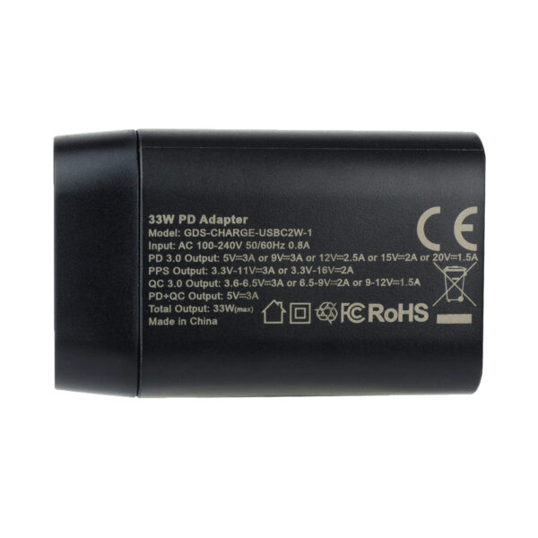 Caricabatterie da parete GDS Type-C e Type-A da 33 W a 2 porte - PD3.0 e PPS Ram Mounts RAM-GDS-CHARGE-PPS-C2W - immagine 3