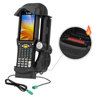 RAM Dock Alimentato con Blocco più USB-A per Zebra MC9400/9300 - Perni Riscaldati Ram Mounts RAM-HOL-ZE32PDHLU