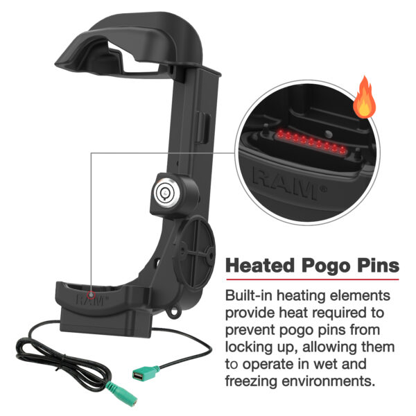 RAM Dock Alimentato con Blocco più USB-A per Zebra MC9400/9300 - Perni Riscaldati Ram Mounts RAM-HOL-ZE32PDHLU - immagine 4