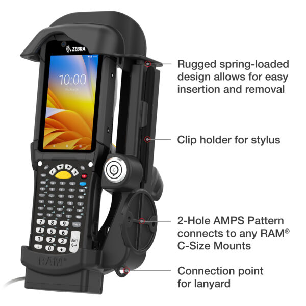 RAM Docking Powered Dock per Zebra MC9400 & MC9300 - Perni riscaldati Ram Mounts RAM-HOL-ZE32PHLU - immagine 5