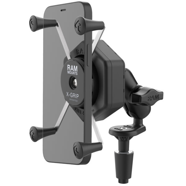 RAM X-Grip Supporto per telefono di grandi dimensioni con Vibe-Safe e base per stelo a forcella - Corto Ram Mounts RAM-B-176-A-UN10-462