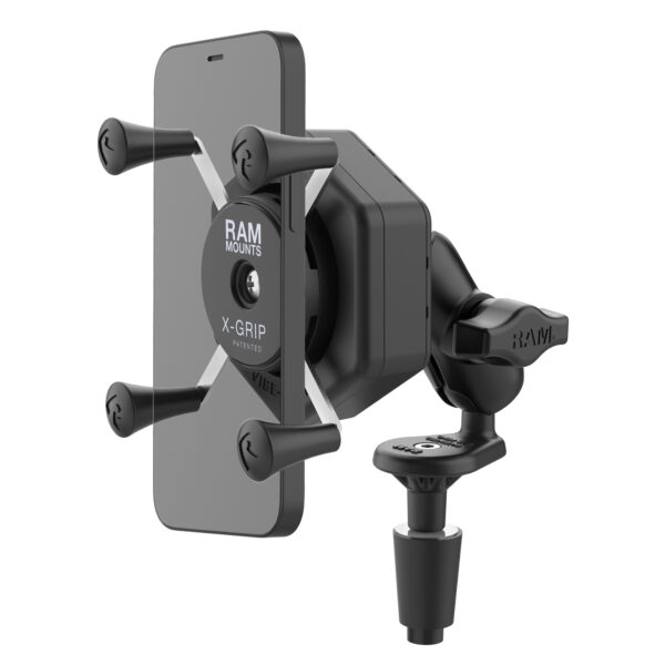 RAM X-Grip Supporto per telefono con Vibe-Safe e base per stelo a forcella - Corto Ram Mounts RAM-B-176-A-UN7-462