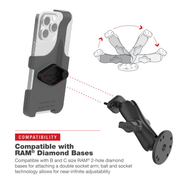 RAM Form-Fit Holder for Apple iPhone 15 Pro Ram Mounts RAM-HOL-AP38-1U - immagine 8