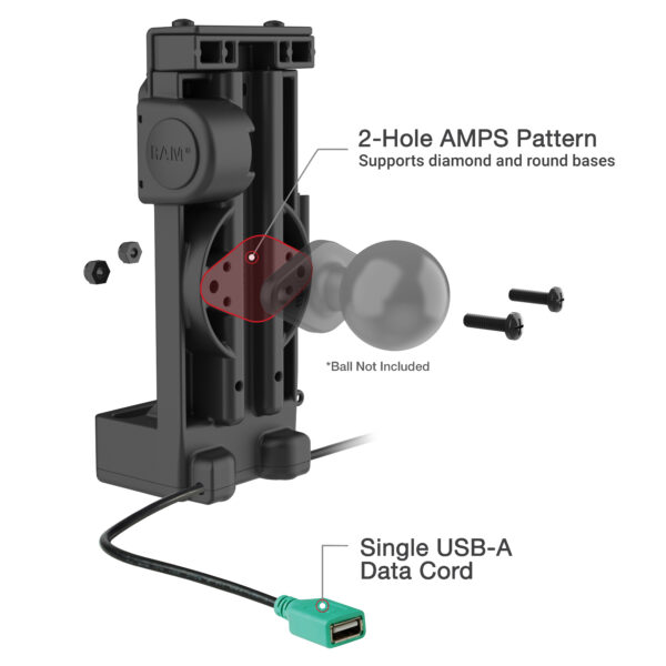 GDS Uni-Conn Alimentazione a molla più Dock USB-A singolo - Pin riscaldati Ram Mounts RAM-GDS-DOCK-V12-U1CPDHU - immagine 5