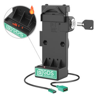 GDS Uni-Conn Locking Spring Loaded Power più USB-A Dock - Perni riscaldati Ram Mounts RAM-GDS-DOCKL-V12-U1CPDHU