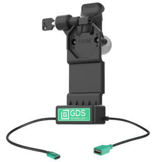 GDS Uni-Conn Sinistra Alimentazione di Blocco più Dock USB-A Singolo Ram Mounts RAM-GDS-DOCKLL-U1CDU