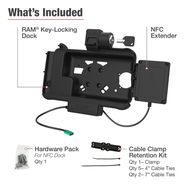 Dock alimentato USB-C con blocco RAM per Tab Active5 e 3 con estensore NFC Ram Mounts RAM-HOL-SAM58CPKL-NFCU - immagine 5