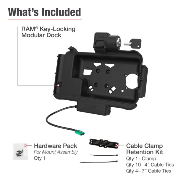 RAM Dock Modulare Alimentato USB-C con Blocco per Samsung Tab Active5 e 3 Ram Mounts RAM-HOL-SAM58CPKLNU - immagine 5