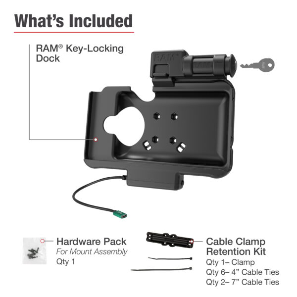 RAM Dock alimentato USB-C con blocco a chiave per Samsung Tab Active5 e 3 Ram Mounts RAM-HOL-SAM58CPKLU - immagine 4