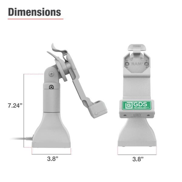 GDS Uni-Conn 7" Pedestal Dock con PoE - Grigio Ram Mounts RAM-GDS-DOCK-D11-7-U1E-GRY - immagine 6