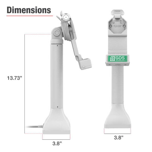 GDS Uni-Conn 14" Docking Pedestal Dock con USB-C - Grigio Ram Mounts RAM-GDS-DOCKLR-D11-14-U1C-GRY - immagine 6