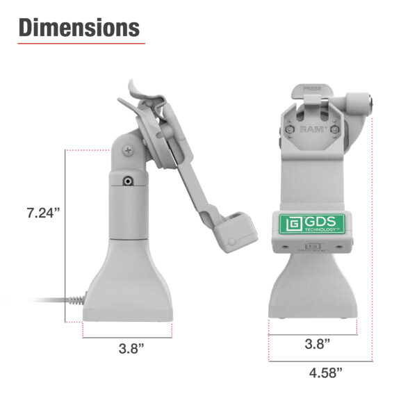 GDS Uni-Conn 7" Docking Pedestal Dock con USB-C - Grigio Ram Mounts RAM-GDS-DOCKLR-D11-7-U1C-GRY - immagine 6