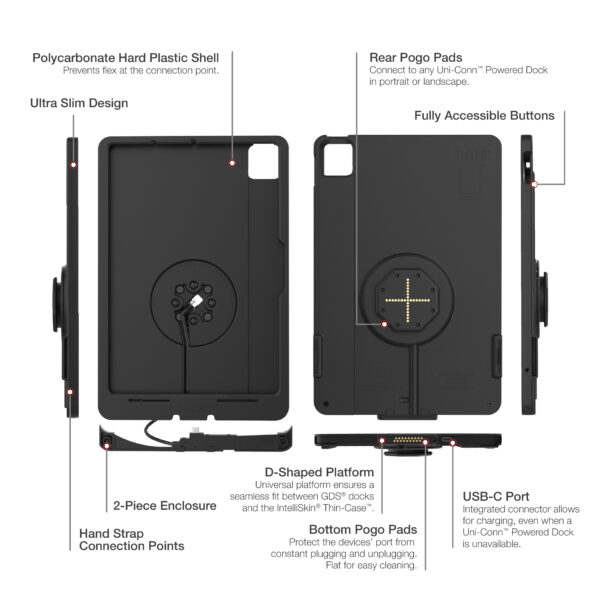 Custodia sottile IntelliSkinRM per iPad Air 11 (M2) (forma D e pogo pad posteriori) Ram Mounts RAM-GDS-SKIN-AP45-M2-TCDB - immagine 5