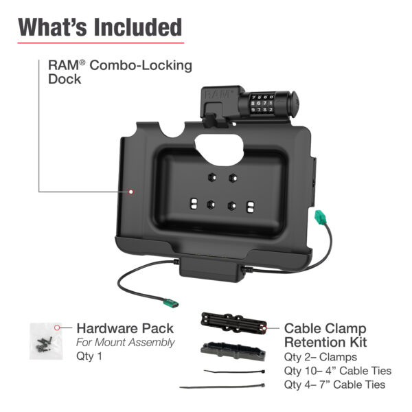RAM Combo Locking Power più Data Dock per Samsung Tab Active4 Pro Ram Mounts RAM-HOL-SAM57CPCL-1AU - immagine 6