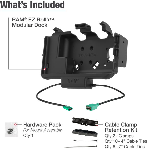 RAM EZ-Roll'r Alimentazione Modulare più Dock USB Singolo Samsung Tab Active5 e 3 Ram Mounts RAM-HOL-SAM60CPN-1AU - immagine 5