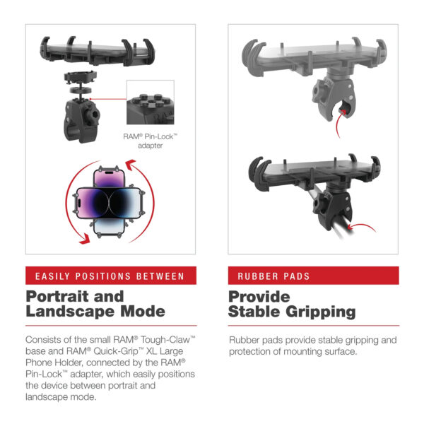 RAM Supporto a morsetto piccolo Tough-Claw a basso profilo Ram Mounts RAP-400-1U - immagine 5