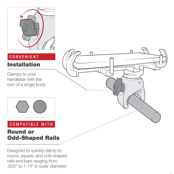 RAM Supporto a morsetto piccolo Tough-Claw a basso profilo Ram Mounts RAP-400-1U - immagine 6