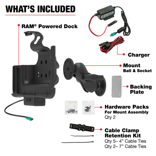 RAM Dock Alimentato e Supporto per Cruscotto per Samsung Tab Active4 Pro Ram Mounts RAM-101-225B2-SAM52CP-V7CU - immagine 5