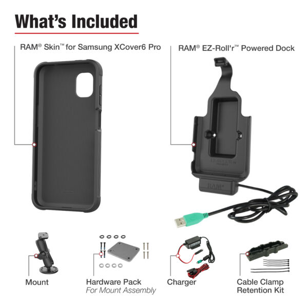 RAM EZ-Roll'r Dock & Dashboard Mount per Samsung XCover6 Pro Ram Mounts RAM-B-101-225B2-SAM84-V7B1U - immagine 3