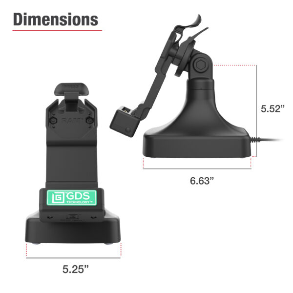 GDS Uni-Conn Tilt & Swivel Dock con USB-C più Dati Ram Mounts RAM-GDS-DOCK-D14-U1C-2A - immagine 6