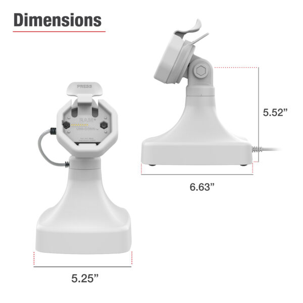 GDS Uni-Conn Powered Tilt & Swivel Dock con PoE più Dati - Grigio Ram Mounts RAM-GDS-DOCK-D14-U3E-2A-GRY - immagine 6