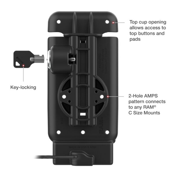 Dock per veicoli con chiusura elettrica GDS per Zebra EM45 con IntelliSkin Ram Mounts RAM-GDS-DOCKL-ZE38-A-PU - immagine 4