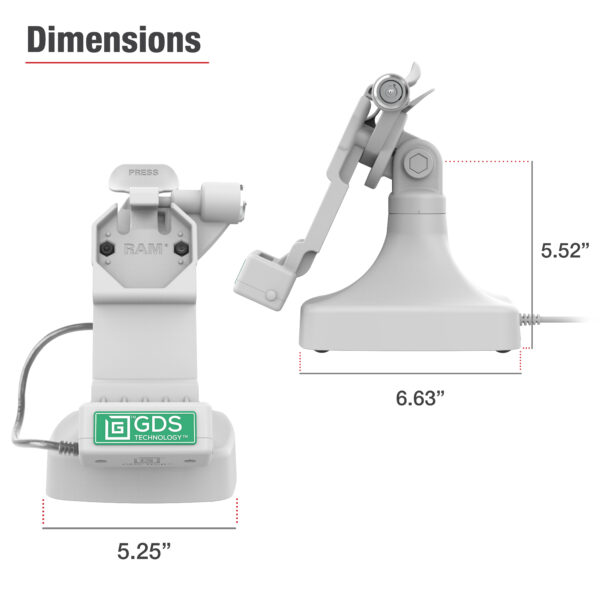 GDS Uni-Conn Dock Tilt & Swivel con USB-C più Dati - Grigio Ram Mounts RAM-GDS-DOCKLR-D14-U1C-2A-GRY - immagine 7