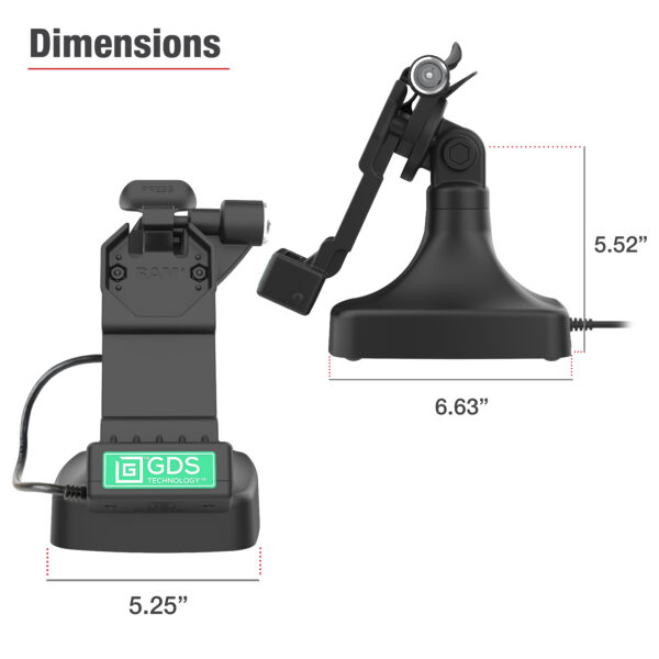 GDS Uni-Conn Dock Tilt & Swivel con USB-C più Dati Ram Mounts RAM-GDS-DOCKLR-D14-U1C-2A - immagine 7