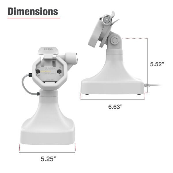 GDS Uni-Conn Powered Locking Tilt & Swivel Dock con PoE più Dati - Grigio Ram Mounts RAM-GDS-DOCKLR-D14-U3E-2A-GRY - immagine 7