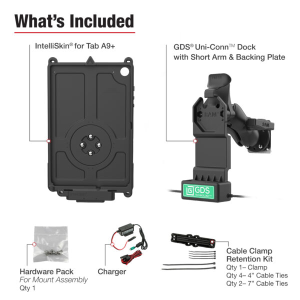 GDS Uni-Conn Vehicle Bundle più USB-C singolo per Samsung Tab A9più Ram Mounts RAM-GDS-U1-SAM88-KIT4 - immagine 4