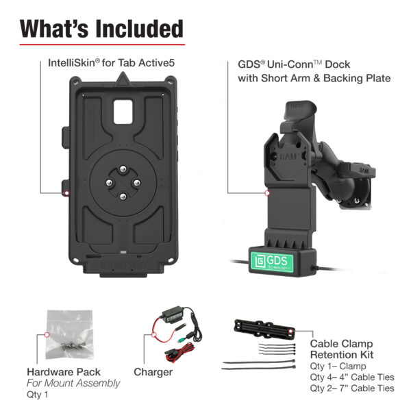 GDS Uni-Conn Vehicle Bundle più USB-C E USB-A per Samsung Tab Active5 Ram Mounts RAM-GDS-U1-SAM90-KIT5 - immagine 4