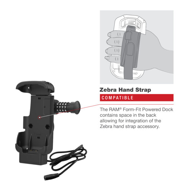 RAM Combo-Locking Form-FitPowered Dock per Zebra TC73 e TC78 Ram Mounts RAM-HOL-ZE17CL-1U - immagine 5