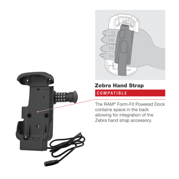 RAM Combo-Locking Form-FitPowered Dock per Zebra TC53 e TC58 Ram Mounts RAM-HOL-ZE17CL-2U - immagine 5