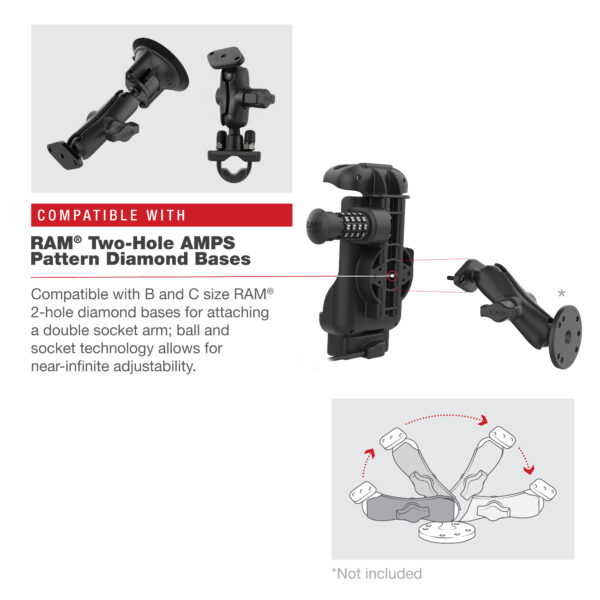 RAM Combo-Locking Form-FitPowered Dock per Zebra TC53 e TC58 Ram Mounts RAM-HOL-ZE17CL-2U - immagine 7