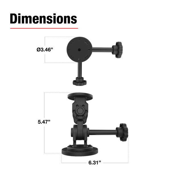 RAM Doppio Supporto Magnetico Girevole a 90 Gradi con Manopola Ram Mounts RAP-101-PV4-2P-MAG88U - immagine 3
