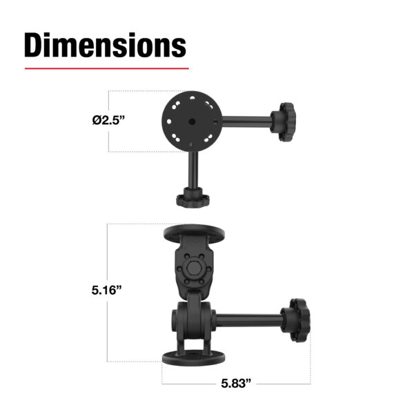 RAM Doppio Perno di Montaggio a 90 Gradi con Manopola Ram Mounts RAP-101-PV4-2PU - immagine 3
