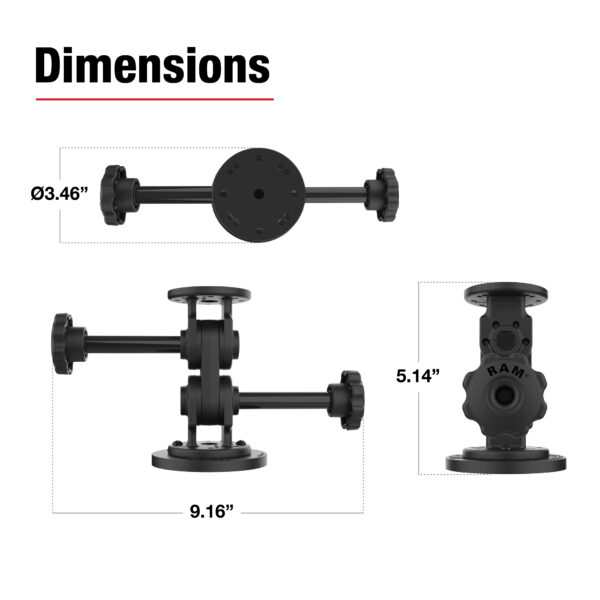 RAM Doppio Perno Dritto Montaggio Magnetico con Manopola Ram Mounts RAP-101-PV4-2S-MAG88U - immagine 3