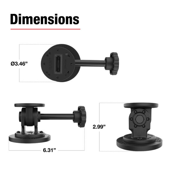 RAM Supporto Magnetico a Perno Singolo con Manopola Ram Mounts RAP-101-PV4-MAG88U - immagine 3