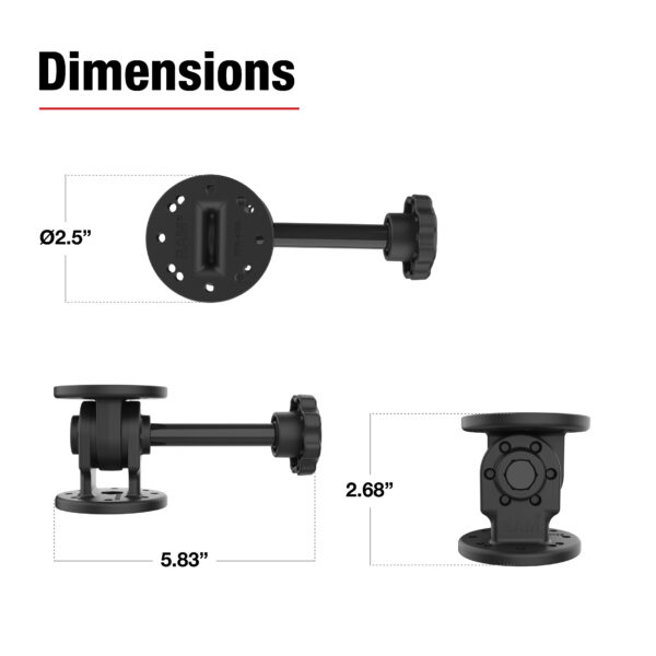 RAM Montaggio a Perno Singolo con Manopola Ram Mounts RAP-101-PV4U - immagine 3