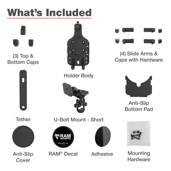 RAM Quick-Grip Pro Supporto per telefono con base a U per manubrio - Corto Ram Mounts RAM-B-149Z-A-PD5U - immagine 6