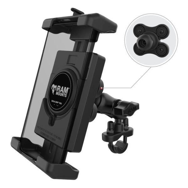 RAM Quick-Grip Pro XL Supporto per telefono antivibrante con base a U-BOLT Ram Mounts RAM-B-149Z-A-PD7VU