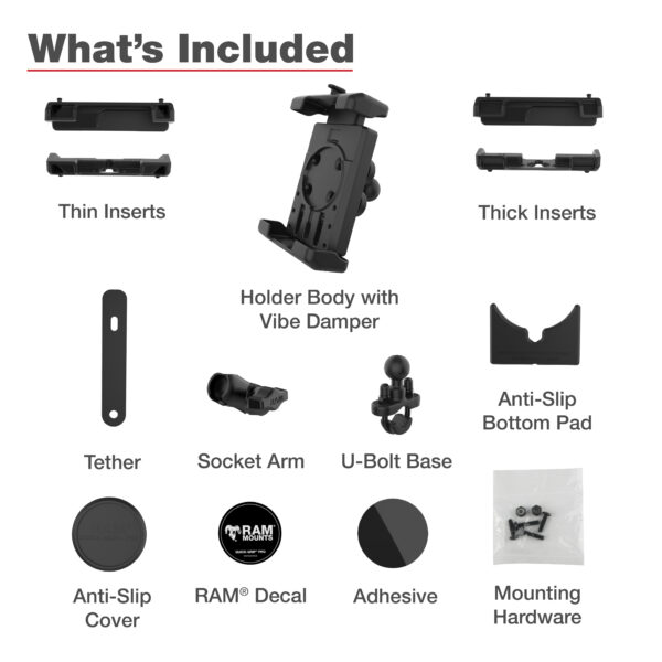 RAM Quick-Grip Pro XL Supporto per telefono antivibrante con base a U-BOLT Ram Mounts RAM-B-149Z-A-PD7VU - immagine 7