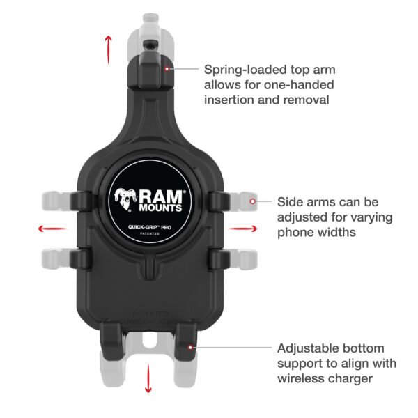 RAM Supporto per telefono Quick-Grip Pro con ventosa Twist-Lock - Media Ram Mounts RAM-B-166-PD5U - immagine 4