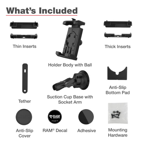 RAM Supporto per telefono Quick-Grip Pro XL con ventosa Twist-Lock Ram Mounts RAM-B-166-PD7U - immagine 7