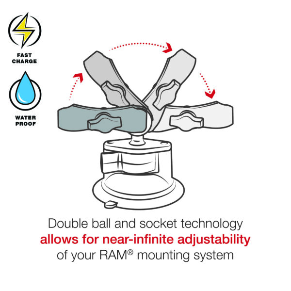 RAM Tough-Charge 15W Supporto a ventosa per ricarica wireless Ram Mounts RAM-B-166-UN12W-1 - immagine 8
