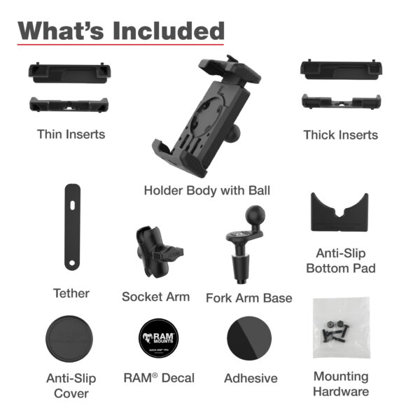 RAM Quick-Grip Pro XL Supporto per Telefono con Base Stelo Forcella - Corto Ram Mounts RAM-B-176-A-PD7U - immagine 7