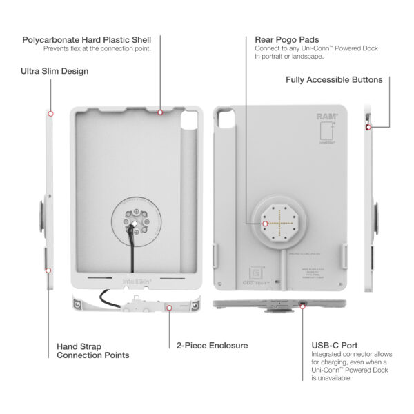 IntelliSkin thin-case per iPad Pro 12.9 3-6 Gen (Pogo Pad Posteriori) Grigio Ram Mounts RAM-GDS-SKIN-AP37-TCB-GRY - immagine 5